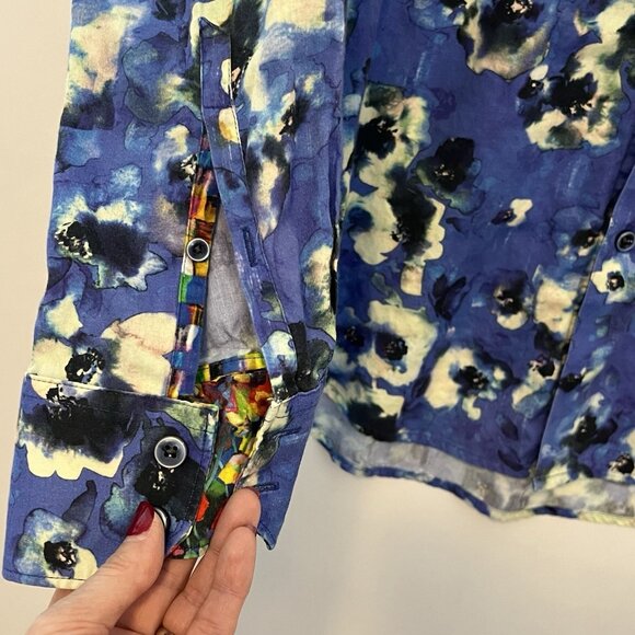 Robert Graham Shirt Mens Floral Cotton Size Medium Button Multicolor Classic Fit - Picture 11 of 14